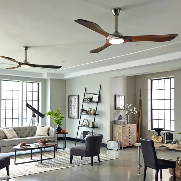 Room with two ceiling fans installed